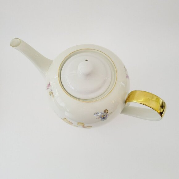 Vintage German Floral Teapot Pretty Pink & Orange Flowers H&C Heinrich Elegant - Picture 5 of 10